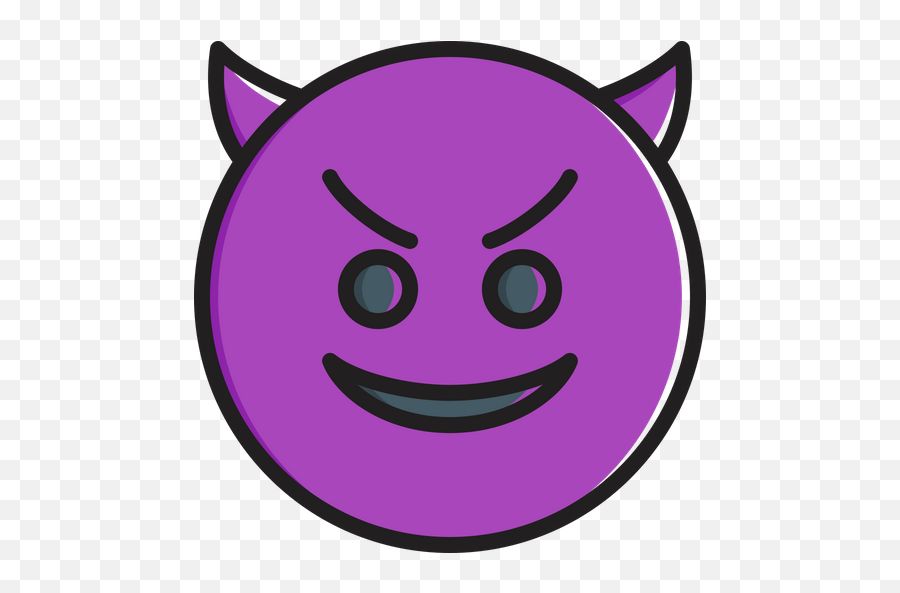 Smiling Face With Horns Emoji Icon Of Colored Outline Style - Happy,Expressionless Face Emoji