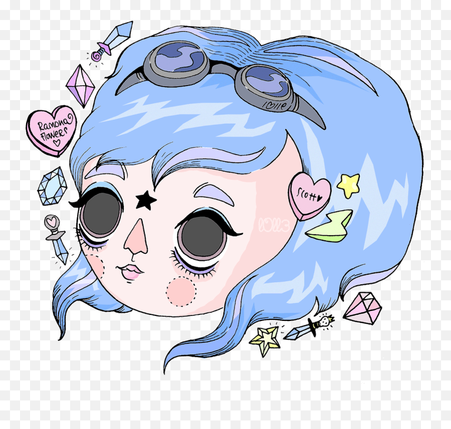 Scott Pilgrim Ramona Flowers Fan Art By Loll3 Glitter - Fictional Character Emoji,Pilgrim Emoji