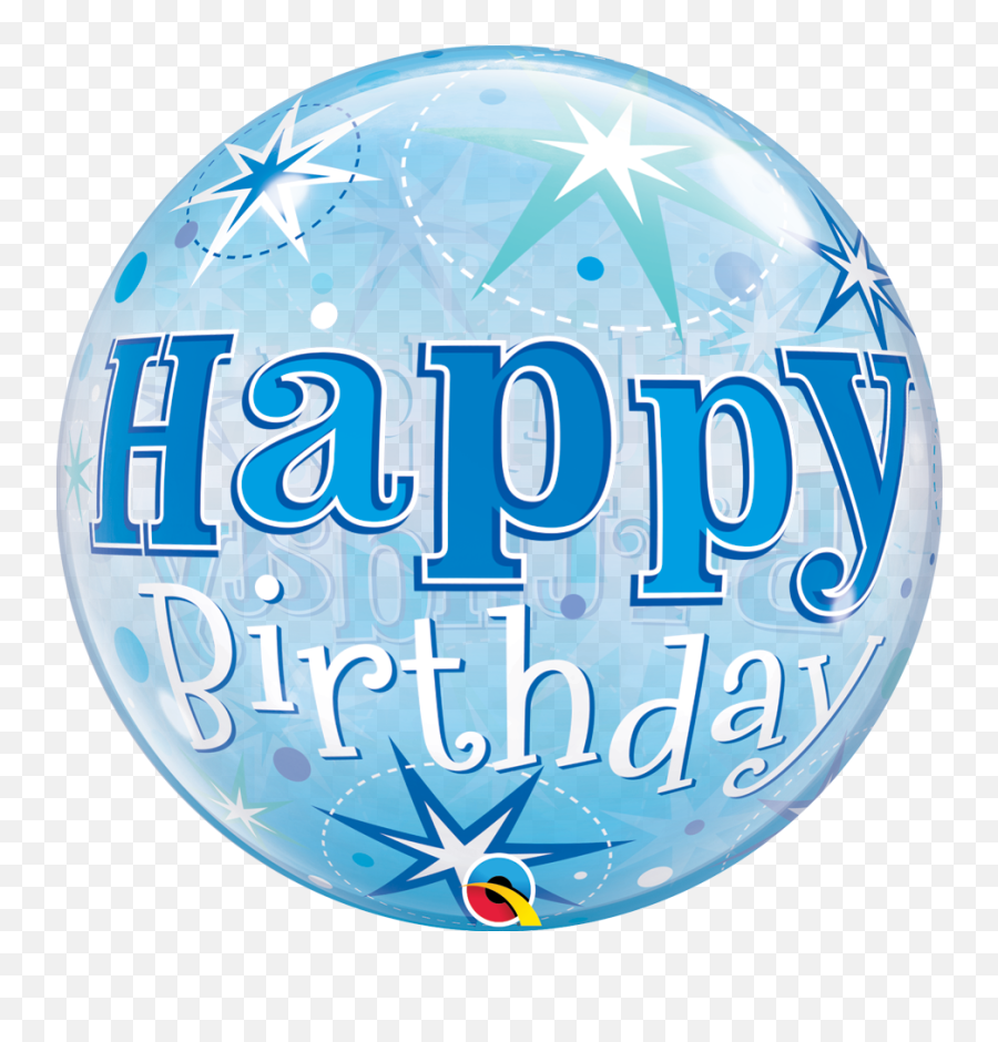 22u2033 Birthday Blue Starburst Sparkle Single Bubble 1pc - Blue Birthday Balloon Transparent Emoji,Starburst Emoji