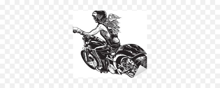 An Woman Riding Motorcycle An Hand Drawn Vector Freehand Emoji,Motorcycle Emoticon Woman