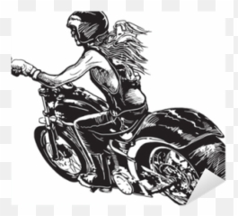 An Woman Riding Motorcycle An Hand Drawn Vector Freehand Emoji,Motorcycle Emoticon Woman