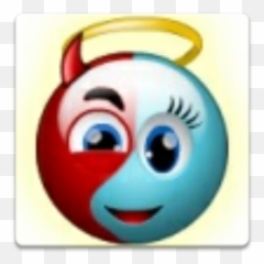 Smiley War Angel X Devil - Angel With Devil Horns Emoji,Angel Emojis