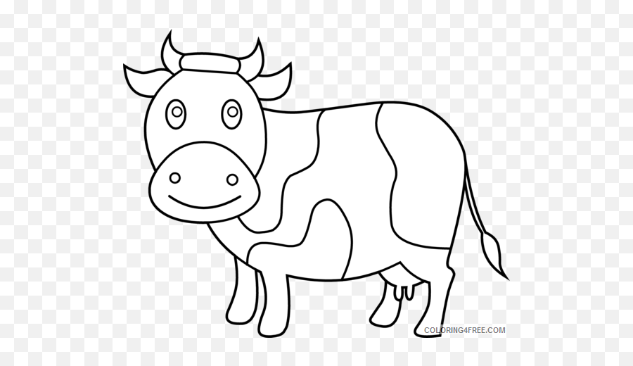 Black And White Cow Coloring Pages Cow - Cow Clipart Coloring Page Emoji,Cow And Man Emoji