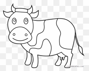 Black And White Cow Coloring Pages Cow - Cow Clipart Coloring Page Emoji,Cow And Man Emoji