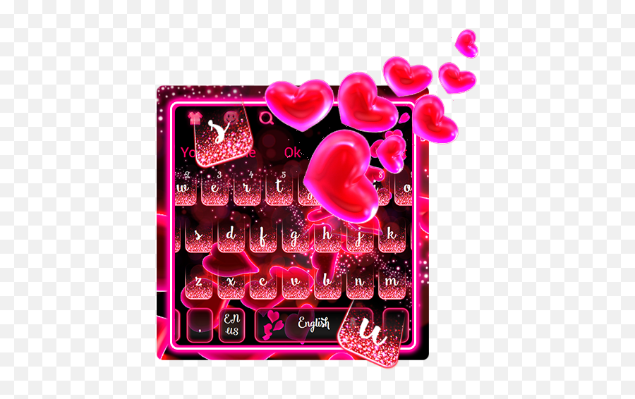 About Red Love Heart Sparkling Keyboard Theme Google Play - Girly Emoji,1000 Heart Emojis