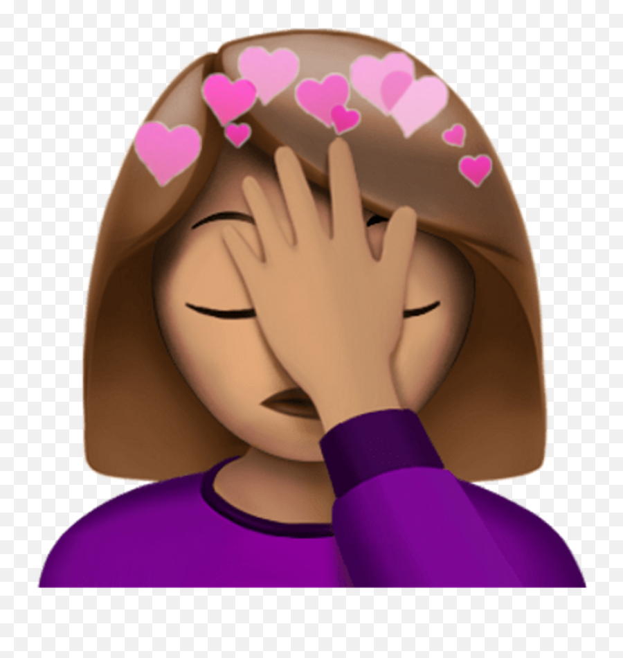 Download Facepalm Stickers Girl Heart Heartcrown Pink - Facepalm Emoji Png,Brown Heart Emoji