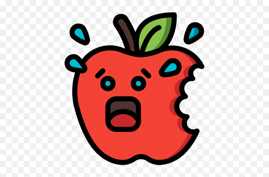 Apple Bite Bitten Fruit Scared - Dot Emoji,Emoticon Bitten Apple