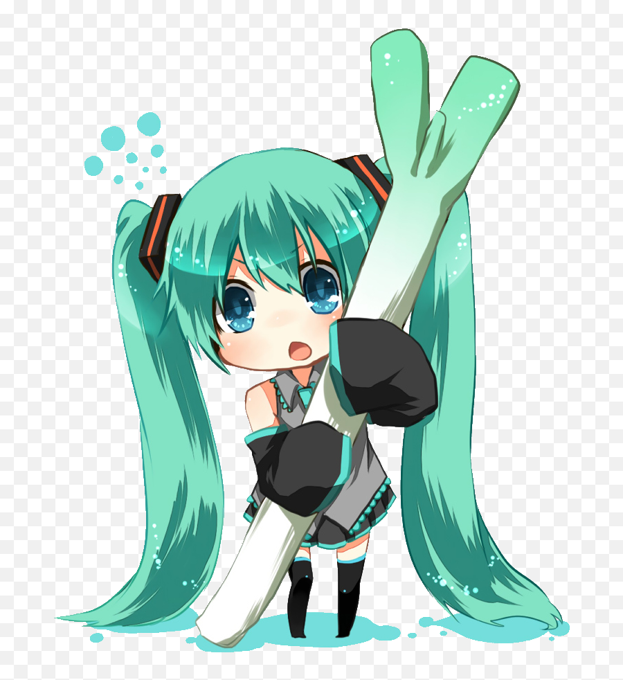 Gambar Gif Anime Hatsune Miku Chibi - Hatsune Miku Png Emoji,Miku Leek Emoticons