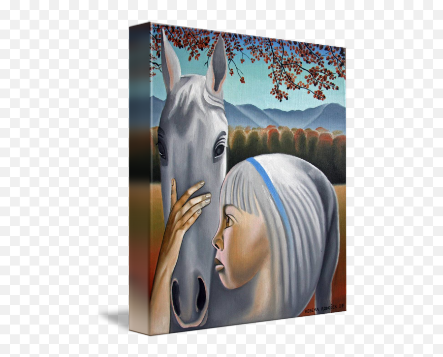 A Girl And A Horse - Picture Frame Emoji,Emotions Of Art ''horses''