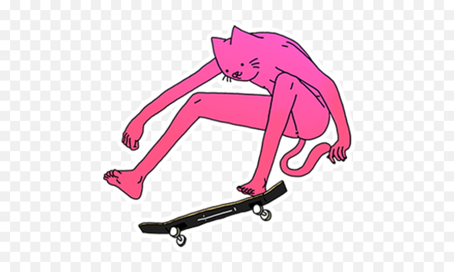 Pink Cat On A Skateboard Sticker - Sticker Mania Skate Png Emoji,Pink Cat Hat Emoticon