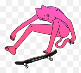 Pink Cat On A Skateboard Sticker - Sticker Mania Skate Png Emoji,Pink Cat Hat Emoticon