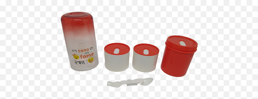 Lunch Box Empilhavel Emoji Fome Sempre - Cylinder,Emoji Lunchbox