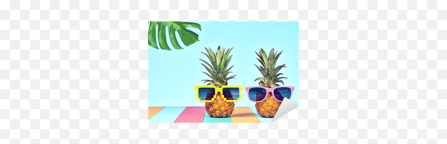 Two Hipster Fruits In Trendy Sunglasses On Beach Tropical Emoji,Mood Stickers That Change Color With Emotion