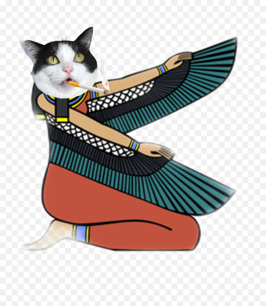 Hieroglyph Catqueen Goddess Sticker - Egyptian Goddess With Wings Emoji,Hieroglyphics And Emojis Meme