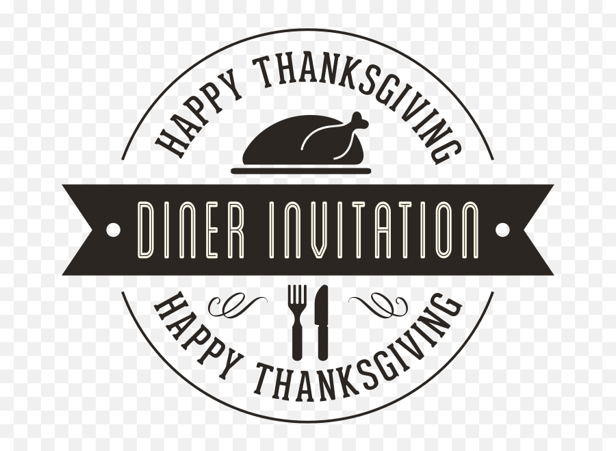 Happy Thanksgiving Dinner Invitation Black And White Clipart - Language Emoji,Thanksgiving Turkey Emoji
