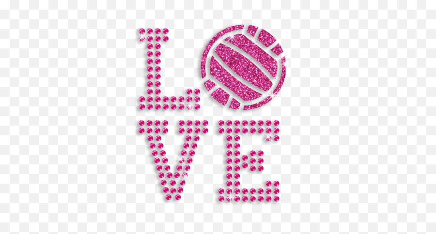 Pink Love Volleyball Iron On Glitter Rhinestone Transfer Emoji,Gold Glitter Love Heart Emoticon With Pink Bow
