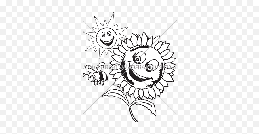 Sunflower Smile Production Ready Artwork For T - Shirt Printing Happy Emoji,Sunflower Emoticon