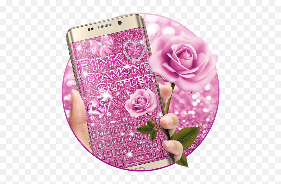 Luxury Pink Diamond Glitter Keyboard - Smartphone Emoji,Pink Diamond Emoji