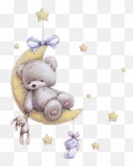 Teddybear Bunny Rabbit Moon Sticker By Rachel2274 - Soft Emoji,Moon Emoji Plush