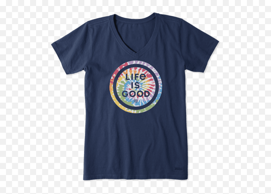 Womenu0027s Tie Dye Coin Crusher Vee Life Is Good Official Site - Life Is Good Grandma Shirt Emoji,Tie Dye Emojis