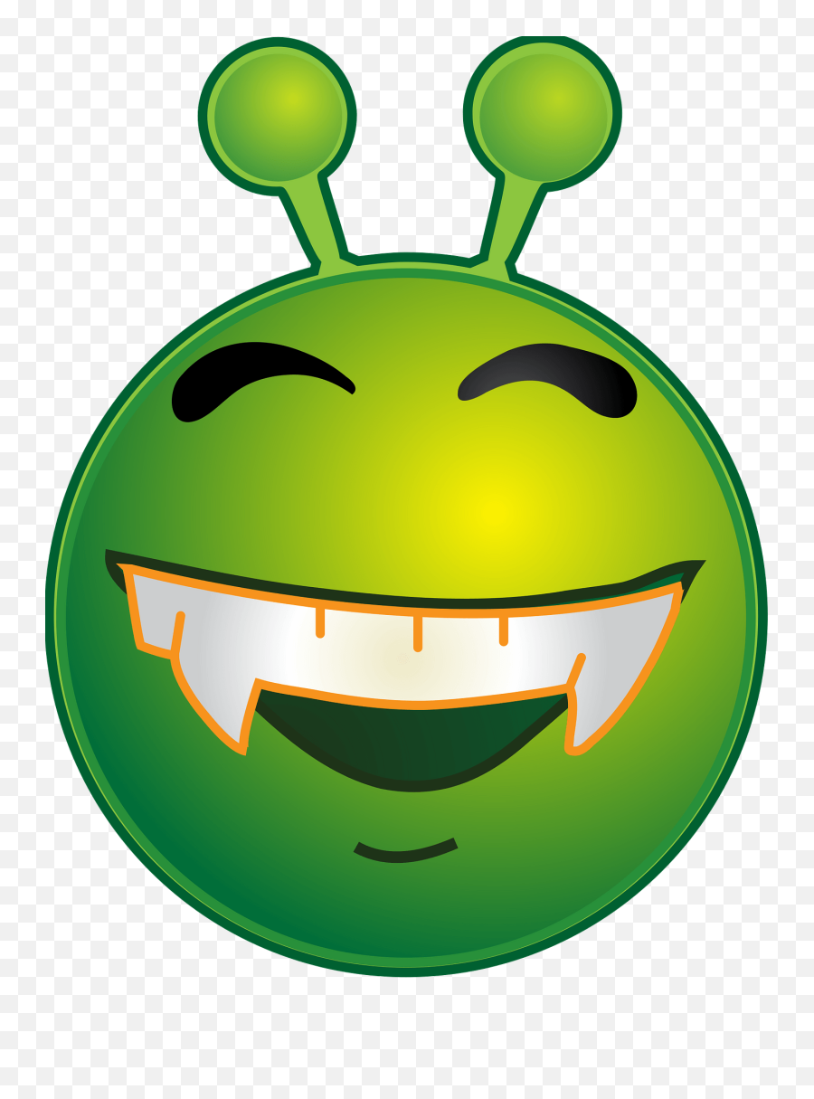 Smiley Green Alien Aaah Clipart - Alien Angry Emoji,Drunk Smile Emoticon