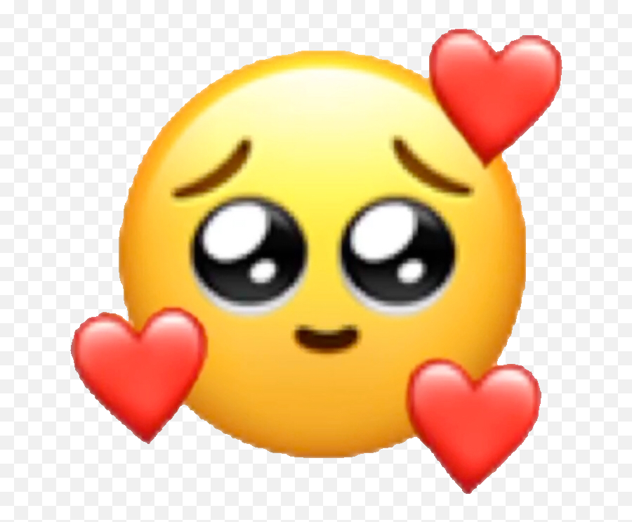 Procreate Aww Heart Emoji Cute Sticker - Pleading Emoji With Hearts,Puppy Eyes Emoji