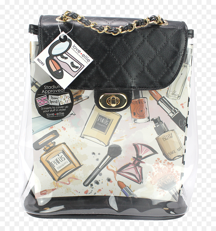 Love Ellie Scarlett Cosmetic Bag Clear Backpack Stadium Approved With Trendy Insert Cards Black Emoji,Grab-bag Emotion
