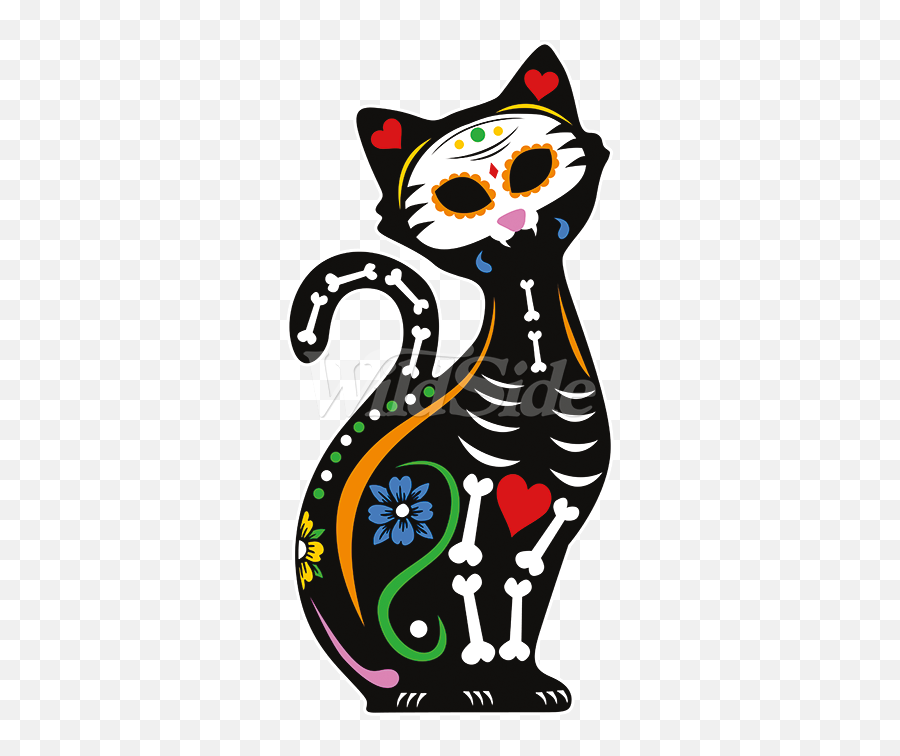 Day Of The Dead Cat - Cat Yawns Clipart Full Size Clipart Emoji,Father Cat Emoticons