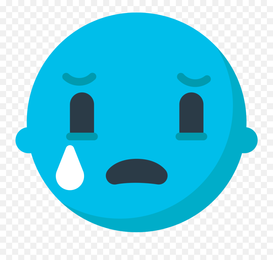 Crying Face Emoji Clipart - Blue Worried Face Emoji,Weeping Face Emoji