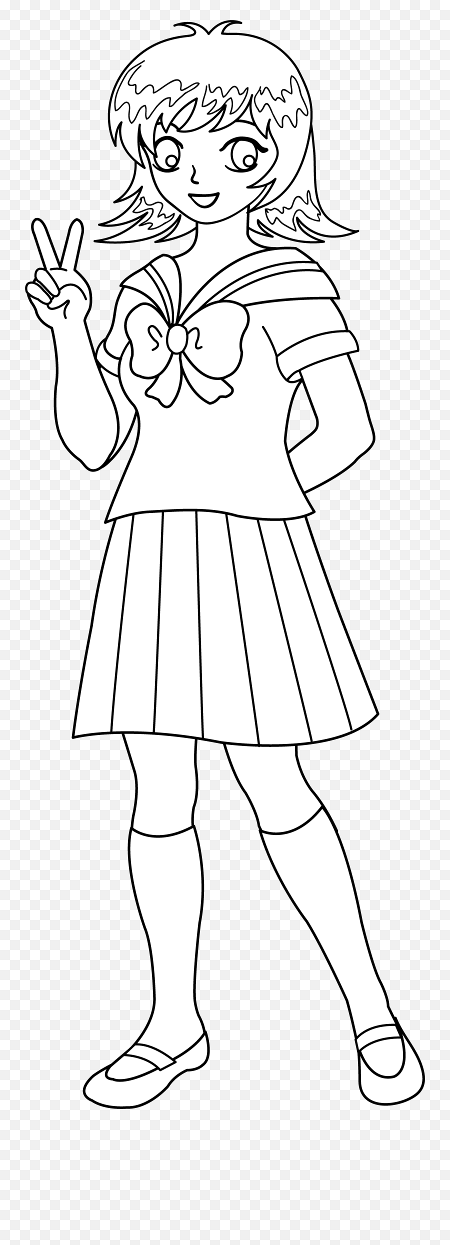 High School Girl With Uniform Clipart - Clip Art Library Standing Emoji,Azumanga Daioh Cat Emoticons