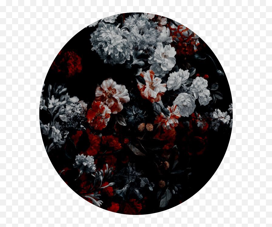 Flowers Black Red White Sticker - White Red And Black Flower Emoji,Black And White Flower Emoji
