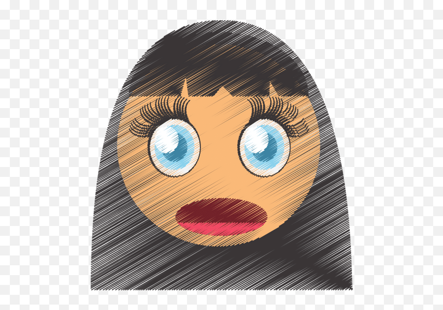 Drawing Girl - Dot Emoji,Scared Female Emoticon