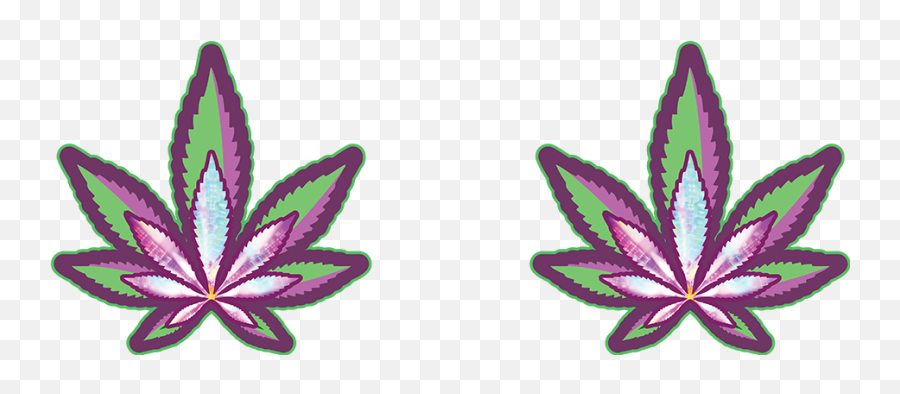 Green Cannabis Leaf With White And Lavender Accents Nipple Emoji,Marijuana Emoticon