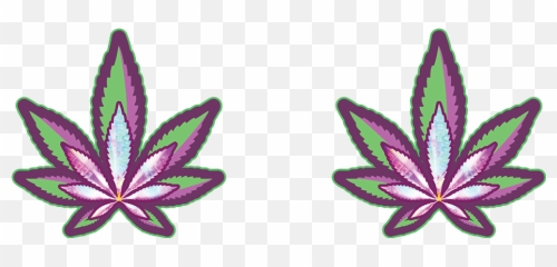 Green Cannabis Leaf With White And Lavender Accents Nipple Emoji,Marijuana Emoticon
