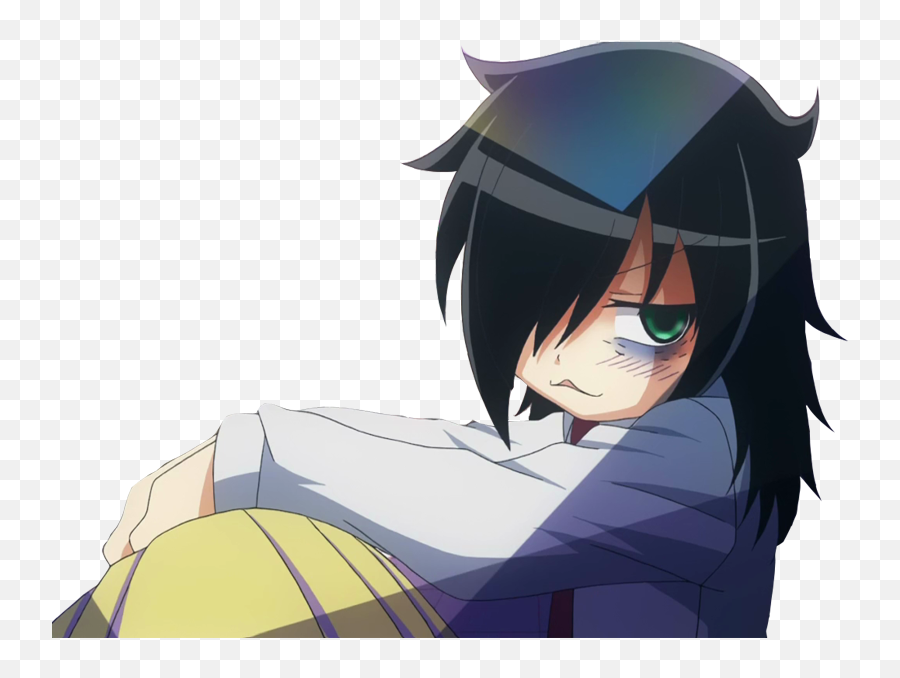 Anime Animegirl Girl Tomoko Sticker - Tomoko Kuroki Png Emoji,Watamote Emoji Girl