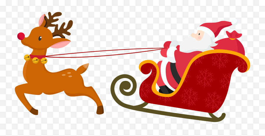 Christmas Sled Colorful Sticker - Santa Claus And Deer Png Emoji,Sleigh Emoji