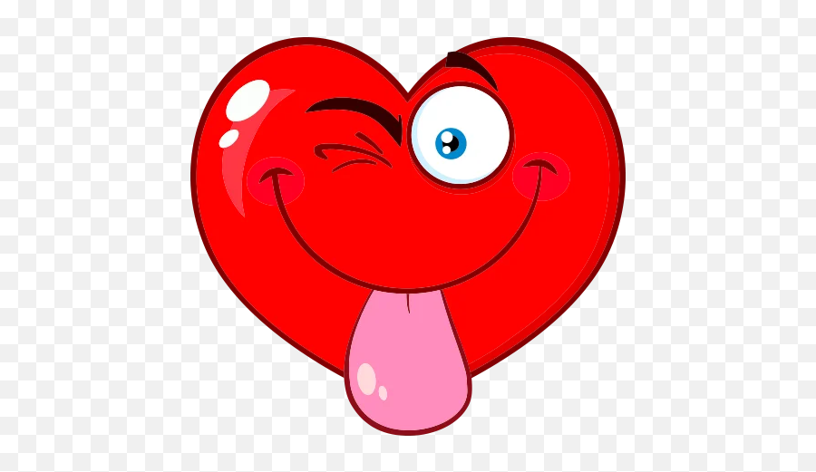 Heart Emoji - Stickers For Whatsapp Smiley Heart Face Cartoon,Emoticon With Tongue Sticking Out