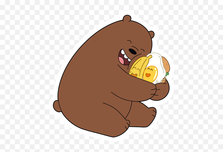 We Bare Bears Grizzly With Food Friends Sticker In 2021 We Emoji,Mpreg Emoji