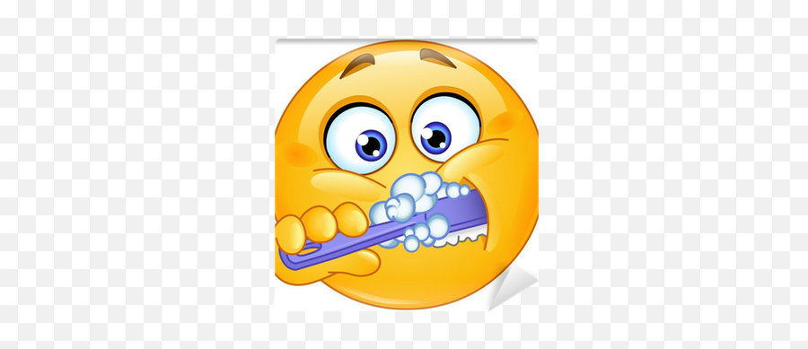 Emoticon Brushing Teeth Wall Mural U2022 Pixers - We Live To Change Brushing Teeth Emoji,Emoji Bags Ebay