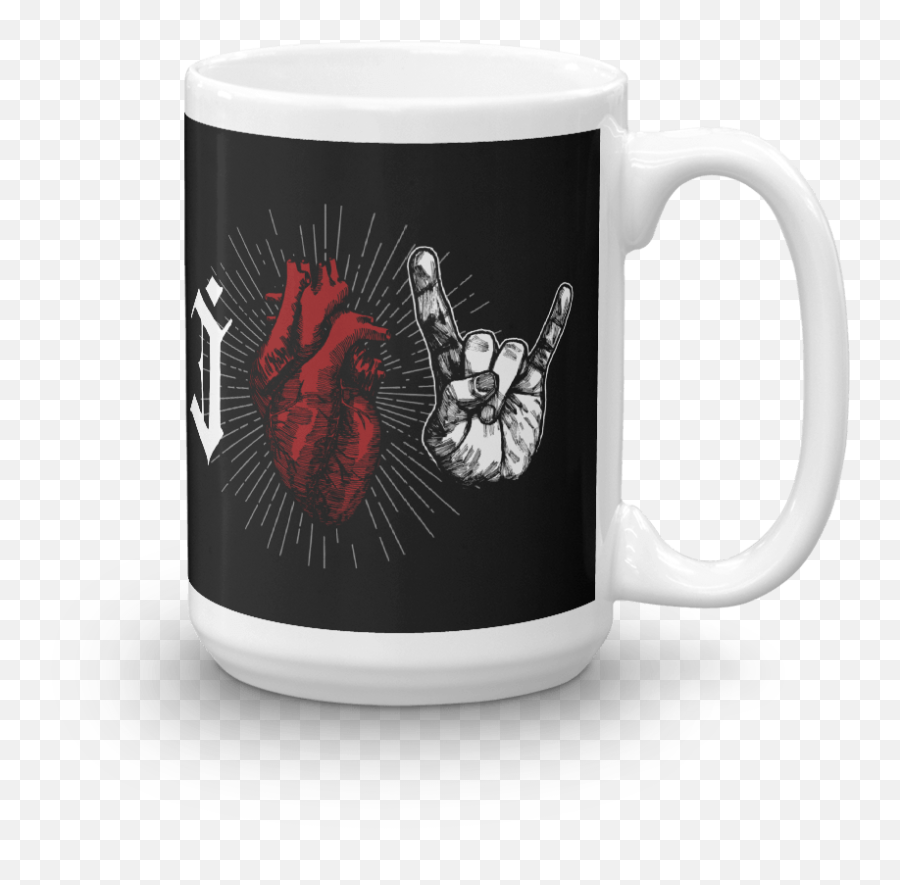 I Love Rock Nu0027 Roll Mug - Magic Mug Emoji,Rock'n'roll Emoticon