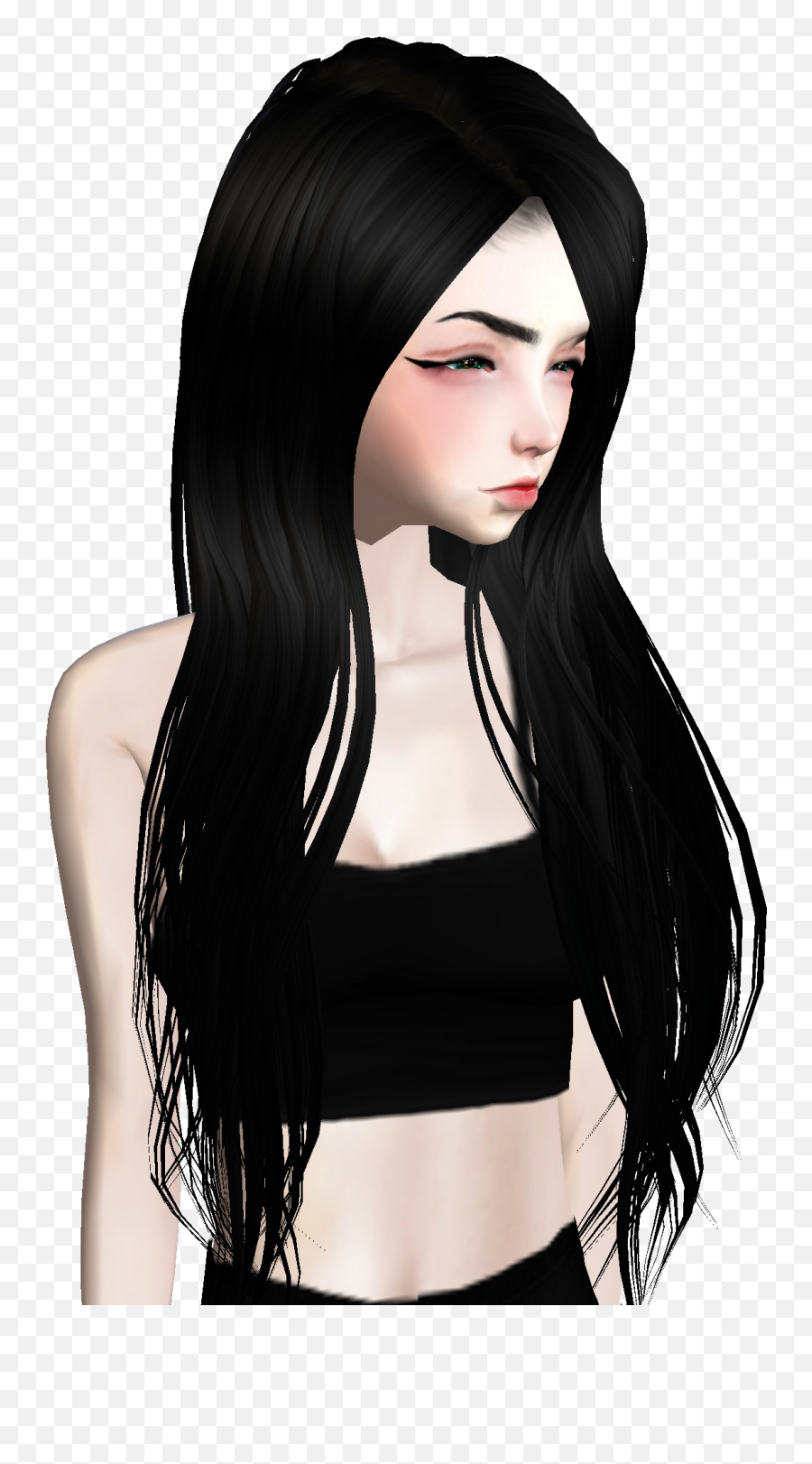 Free Imvu Stickers - Chica Anime Pelo Negro Sin Flequillo Emoji,How To Do Emojis On Imvu