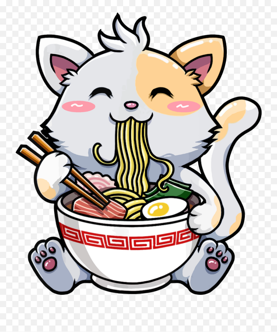 Kawaii Ramen Cat Japanese Anime Cute Emoji,Ramen Emoji