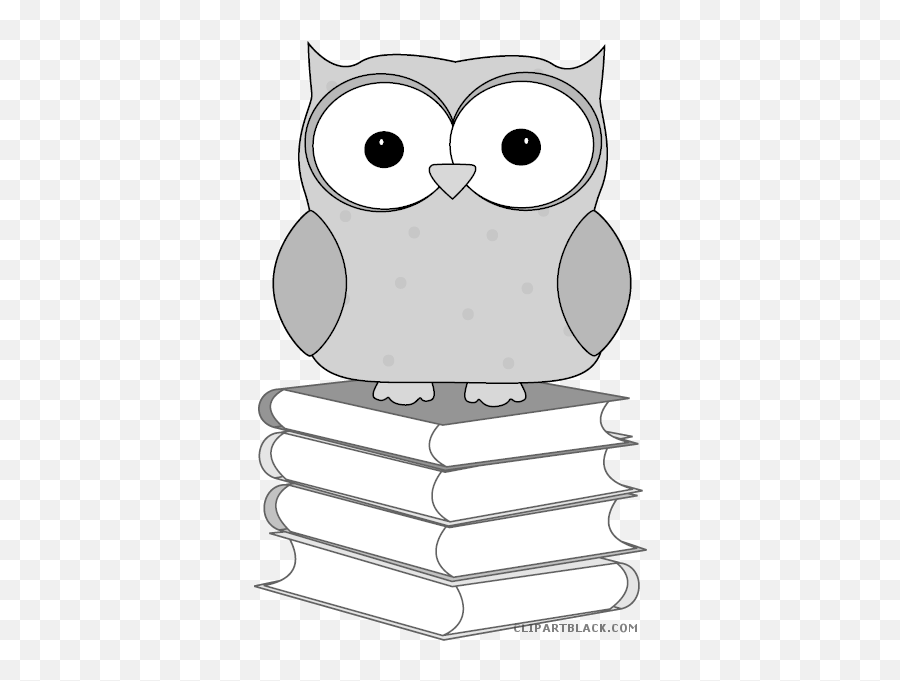 Owl With Book Animal Free Black White Clipart Images - Owl Emoji,Emotions And Actions Clipart Black And White