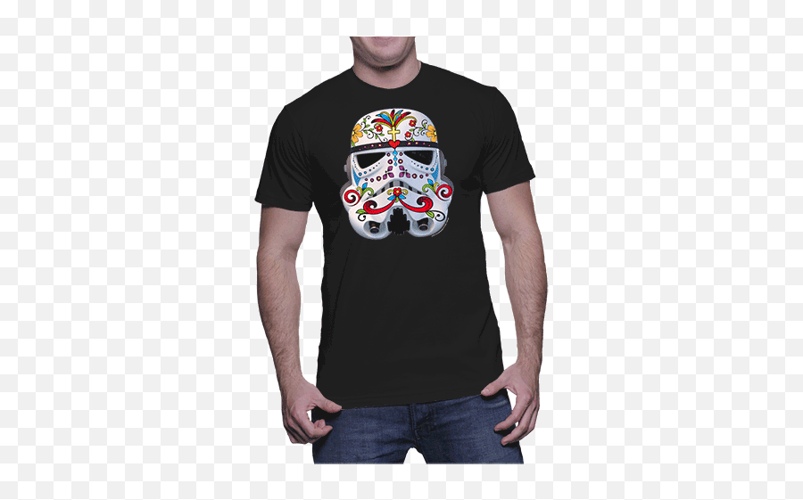 Storm Trooper Sugar Skull - Walking Dad T Shirt Emoji,Storm Trooper Emoticon For Skype Business