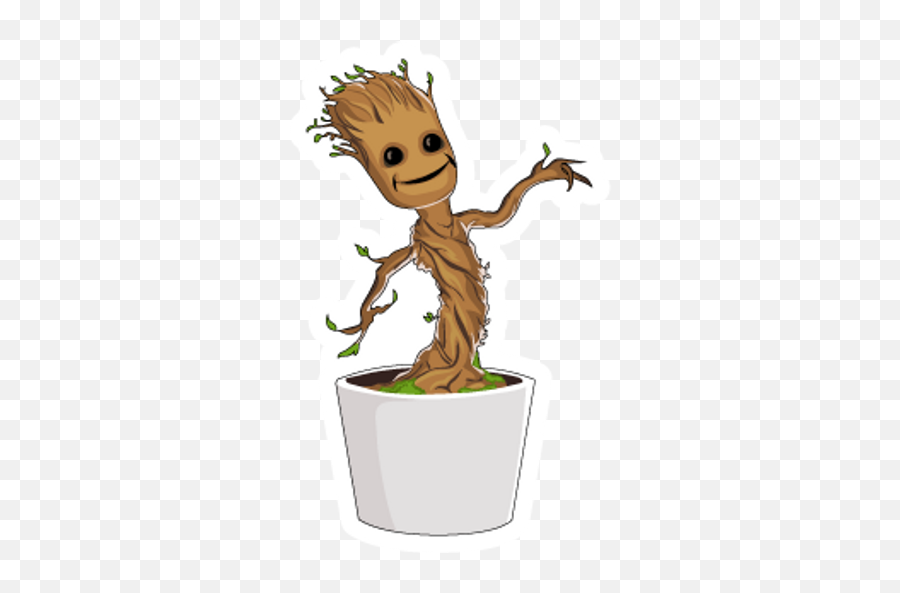 Baby Groot Plant Pot Sticker - Sticker Mania Cartoon Groot In A Pot Emoji,Oscar The Grouch Emoticon