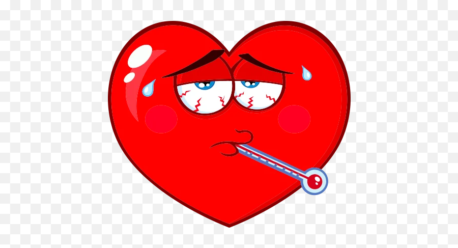 Heart Emoji - Angry Heart Cartoon,Emoji With Thermometer