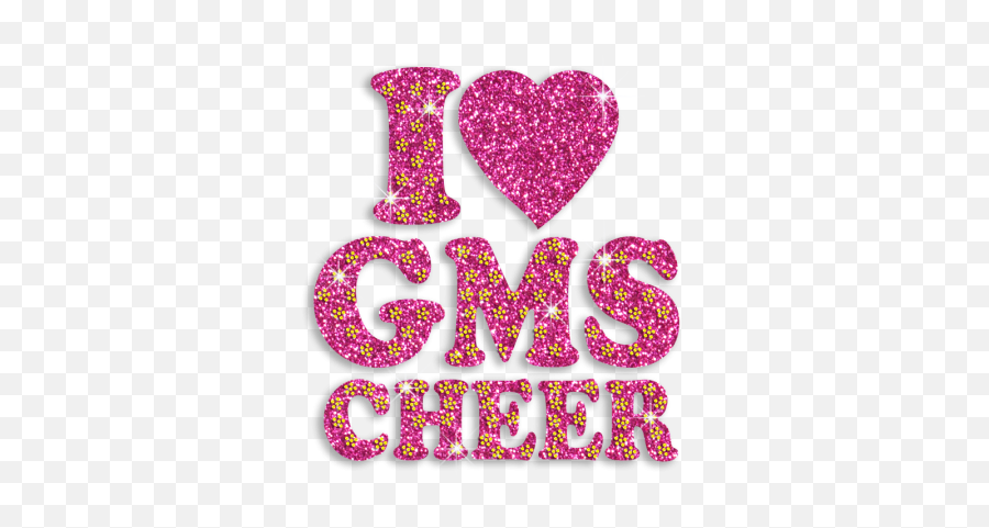 Pink Words I Love Gms Cheer Glitter Crystal Iron On Transfer Emoji,Gold Glitter Love Heart Emoticon With Pink Bow