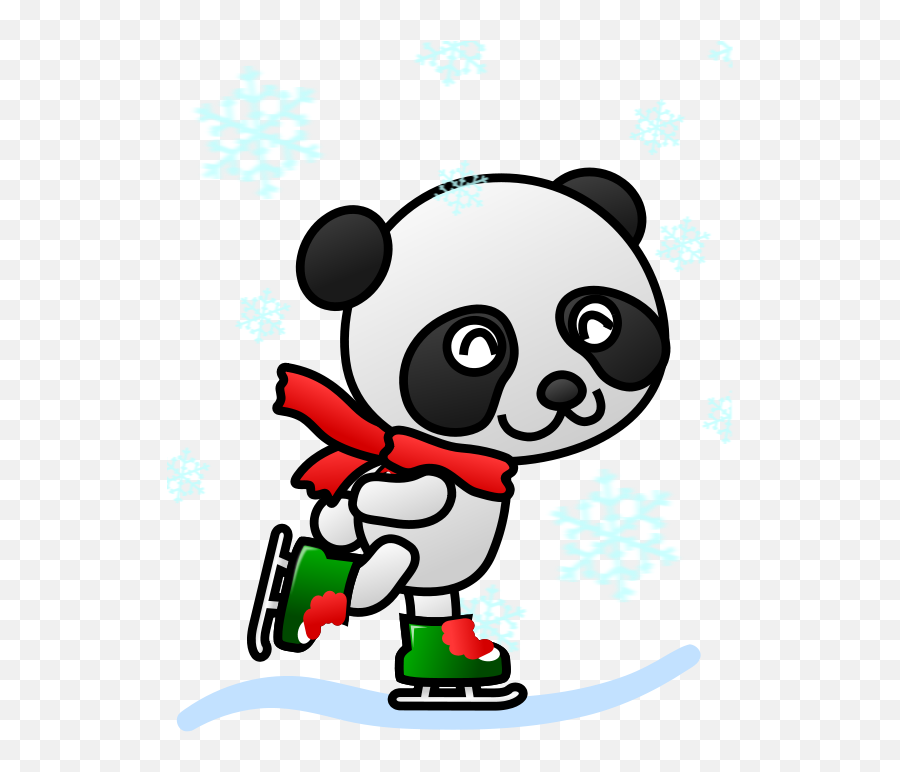 Animals Ice Skating Clipart - Winter Panda Bear Clipart Emoji,Ice Skating Emoticon