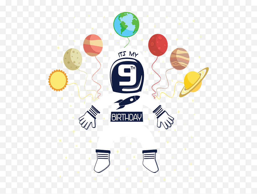 Its My 9th Birthday Astronaut 9 Years - Dot Emoji,Its My Ninth Birtday Emotion Icon Shirt