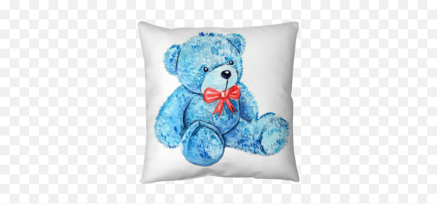 Cute Cartoon Watercolor Plush Toy Blue Bear Illustration Emoji,Emoticon Character Plush Doll Pillow